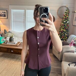 H&M Burgundy Peplum Vest Top